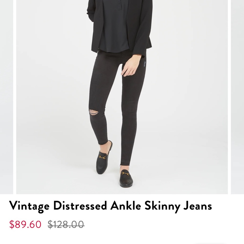 Vintage Distressed Ankle Skinny Jeans black SPANX